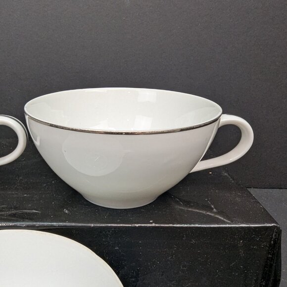 Harmony House Fine China 3857 Nora Platinum Trim 6 Oz Footed Teacup Lot of 3 - Picture 6 of 10